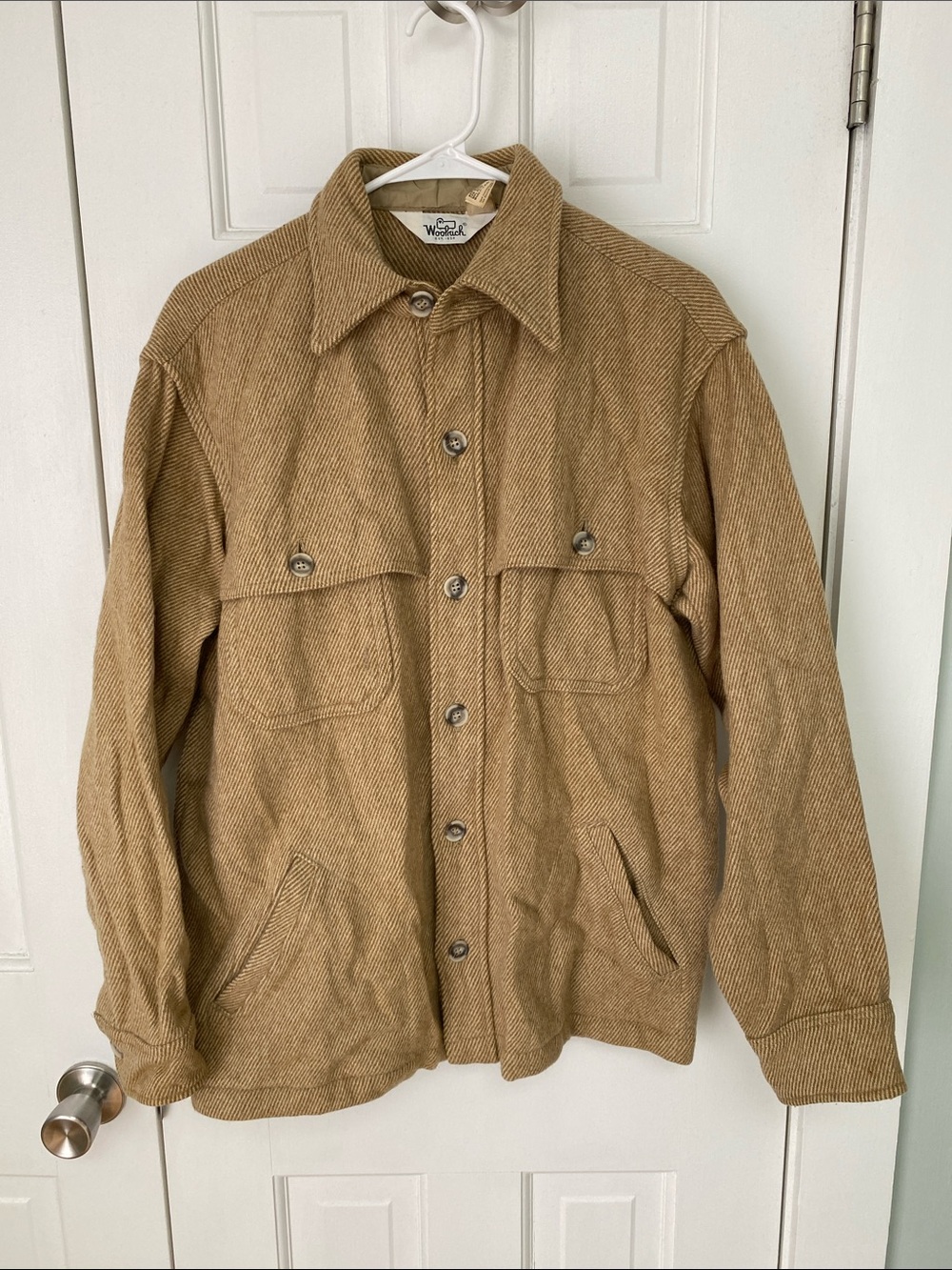 Vintage Woolrich Men's Tan Herringbone Field Jacket
